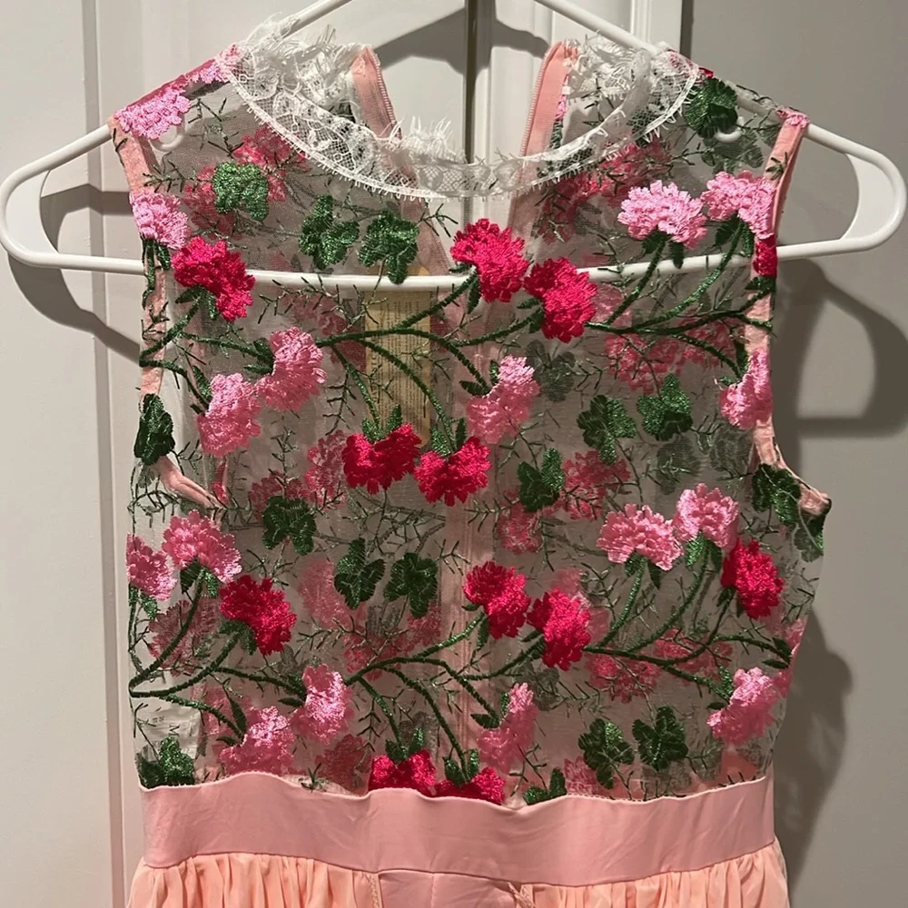 Elegant Floral Embroidered Dress - Pink - Picture 3 of 6